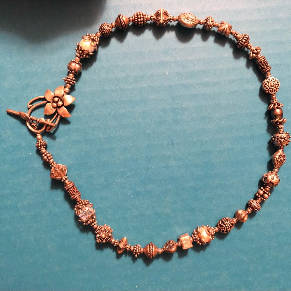 Handmade sterling real pearl / crystal necklace - Picture 3 of 4